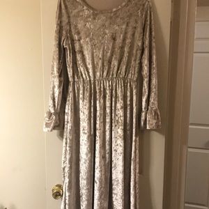 Cream velvet A-line dress, unbranded size L